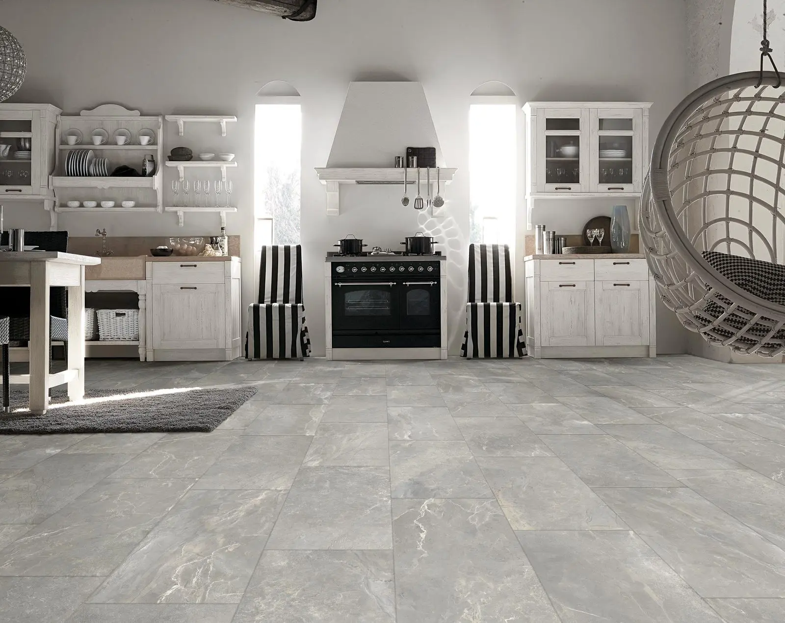 A Kitchen Floor Using Griege Tiles